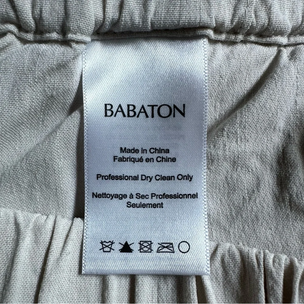 Babaton Linen Blend Pants Cream Elastic Waist Size‎ Small